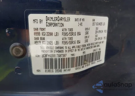 2001 Chrysler Pt Cruiser from USA, damaged, VIN 3C8FY4BB81T607307